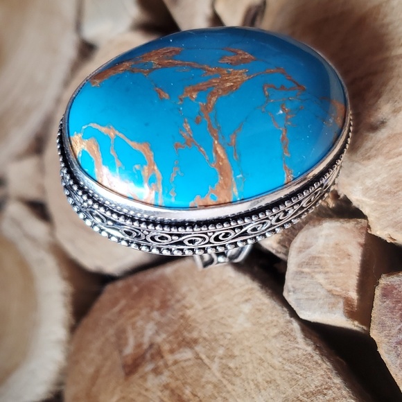 New Copper Turquoise 925 Silver Ring. - Picture 2 of 8